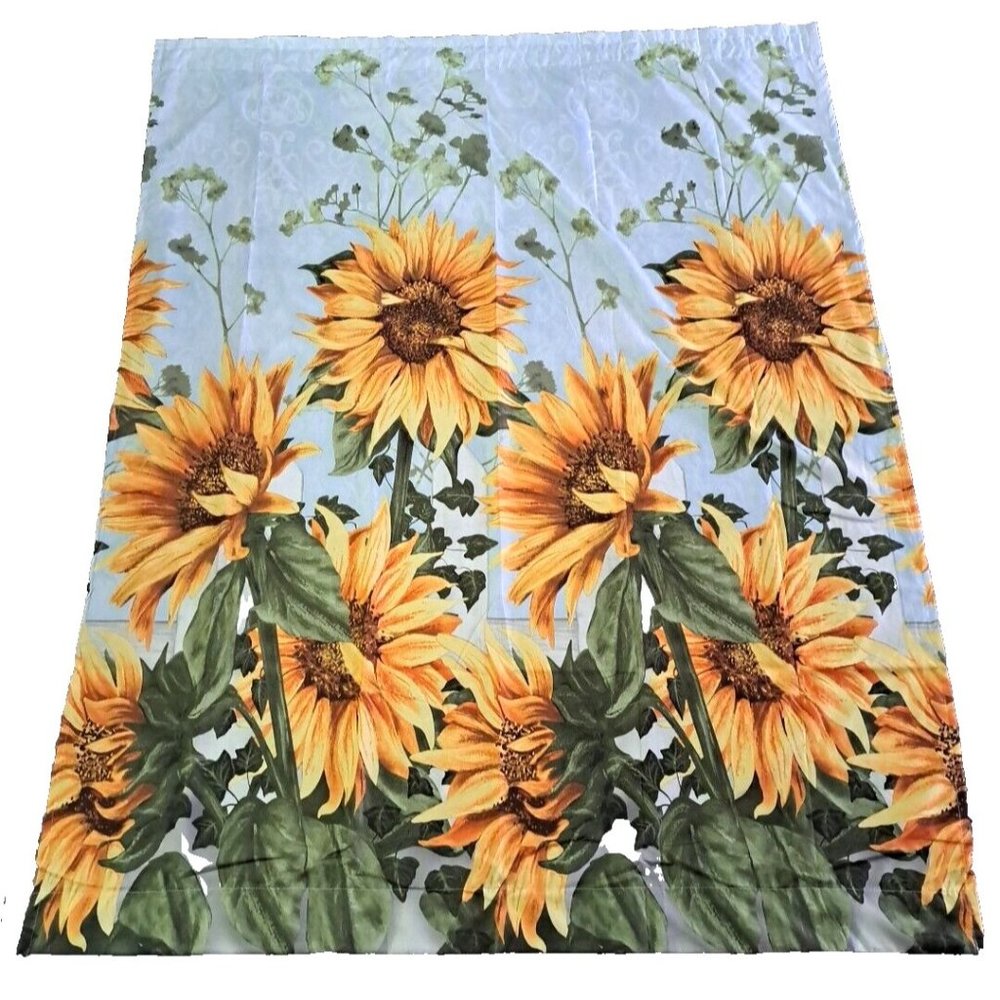 Sunflower Curtain Panel Summer Garden Cottage Farmhouse Nature Polyester 64x50